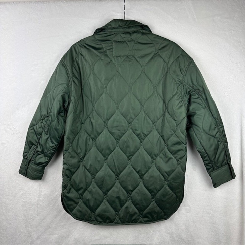 1 Sunset‎ Lane Quilted Puffer Jacket Womens S Dark Green Zip Snap Pockets Winter - Picture 8 of 13